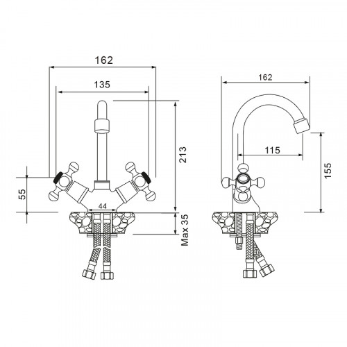 Смеситель для раковины WesnaArt Rassvet RAS02-230 Хром