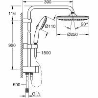 Душевая система Grohe Tempesta 250 26675001 Хром латунь на стену