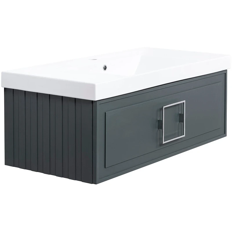 Тумба под раковину La Fenice Cubo 100 FNC-01-CUB-G-100 подвесная Серая матовая МДФ / ЛДСП