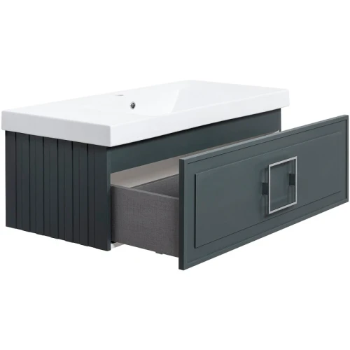Тумба под раковину La Fenice Cubo 100 FNC-01-CUB-G-100 подвесная Серая матовая МДФ / ЛДСП