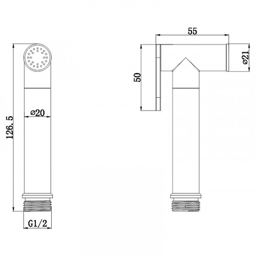 Гигиенический душ Whitecross Y brushed gold BIDETTA-GLB Брашированное золото
