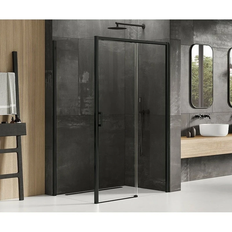 Душевой уголок New Trendy Prime Black 120х70 R D-0321A/D-0127B профиль Черный стекло прозрачное