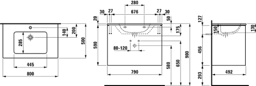 Тумба с раковиной Laufen Pro S  80 8.6496.1.261.104.1 подвесная Белая глянцевая