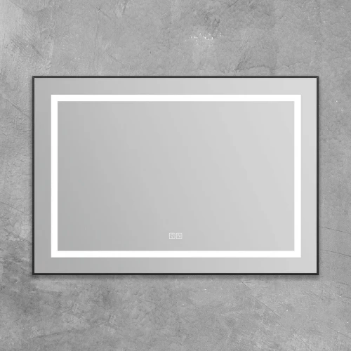 Зеркало BelBagno Kraft 98.5 SPC-KRAFT-985-685-TCH-WARM-NERO с подсветкой с подогревом Черное с сенсорным выключателем стекло