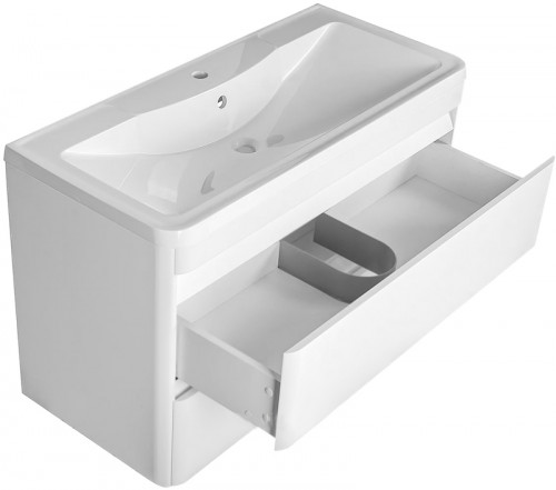 Тумба под раковину Style Line Атлантика Люкс Plus 100 СС-00000693 подвесная Белая МДФ / ЛДСП