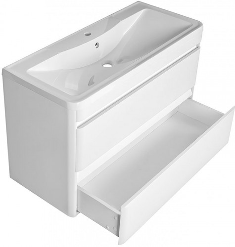 Тумба под раковину Style Line Атлантика Люкс Plus 100 СС-00000693 подвесная Белая МДФ / ЛДСП