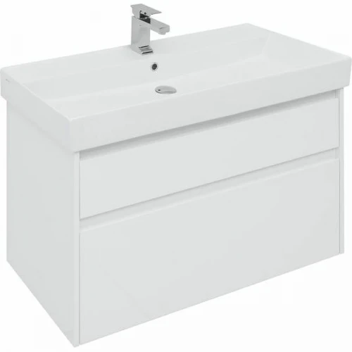 Тумба под раковину Aquanet Nova Lite Slim Synergy 100 249940 подвесная Белая глянцевая МДФ / ЛДСП