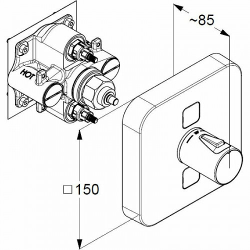 Смеситель для душа Kludi Push 389110538 с термостатом Хром латунь встраиваемый