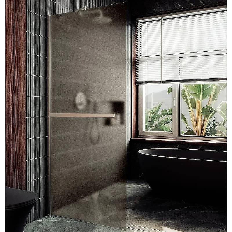 Душевая перегородка Maybah Glass MGD-716-5ш 1190х1950 в широком профиле с полотенцедержателем Хром матовый стекло бронзовое матовое