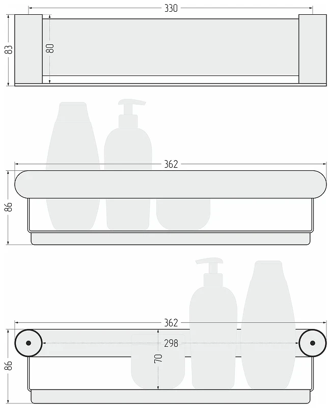 Металлическая полка Сунержа Round L 31-3020-6360 цвет Черный матовый