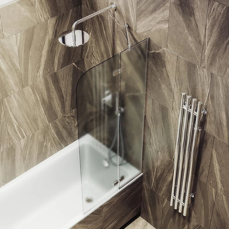 Шторка для ванны Maybah Glass MGV-920-4 990х1400 поворотная с добором Хром глянцевый стекло сатиновое