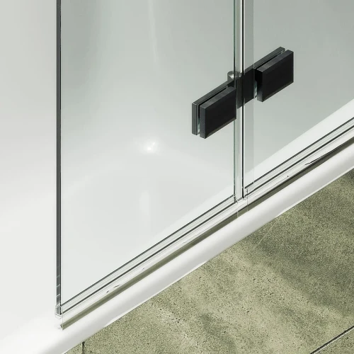 Шторка для ванны Maybah Glass MGV-578-6 750х1400 складная 3 секции Черный стекло прозрачное