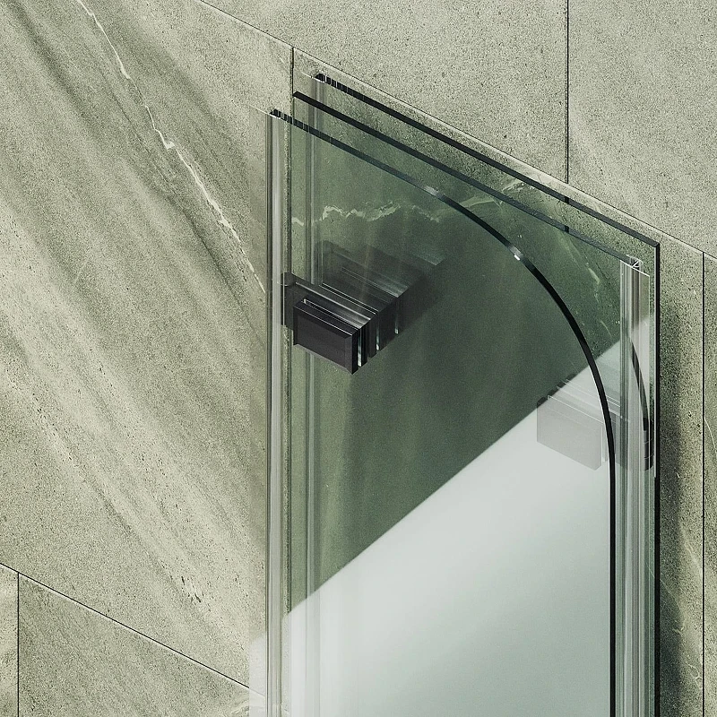Шторка для ванны Maybah Glass MGV-578-6 750х1400 складная 3 секции Черный стекло прозрачное