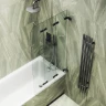 Шторка для ванны Maybah Glass MGV-578-6 750х1400 складная 3 секции Черный стекло прозрачное