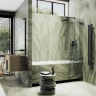 Шторка для ванны Maybah Glass MGV-578-6 750х1400 складная 3 секции Черный стекло прозрачное
