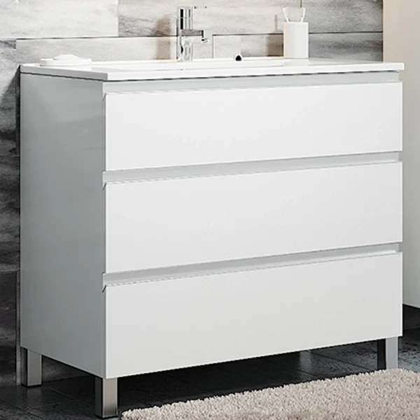 Тумба с раковиной SanVit Авеню-3 90 kavenu390 с фактурой под дерево Акация светлая МДФ / ЛДСП