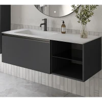 Тумба под раковину Boheme Armadi Art Quatro 6 120 790-M6-120-A-A подвесная Антрацит профиль Антрацит МДФ / ЛДСП