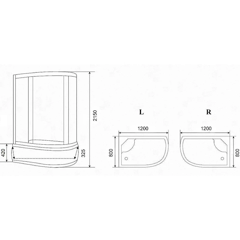 Душевая кабина Parly Classic Эконом 120x80 L EC1221L без гидромассажа
