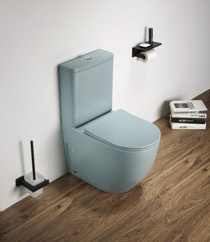 Унитаз компакт CeramaLux 2166XMLG Зеленый матовый с бачком и сиденьем Микролифт фаянс напольный