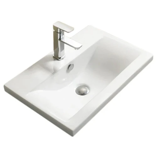 Раковина CeramaLux 60 9393-60 Белая фаянс полувстраиваемая
