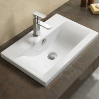 Раковина CeramaLux 60 9393-60 Белая фаянс полувстраиваемая