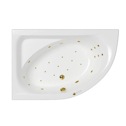 Акриловая ванна Whitecross Aquarella 170x110 L 0108.170110.100.ULTRA.GL цвет Белый с гидромассажем форсунки Золото