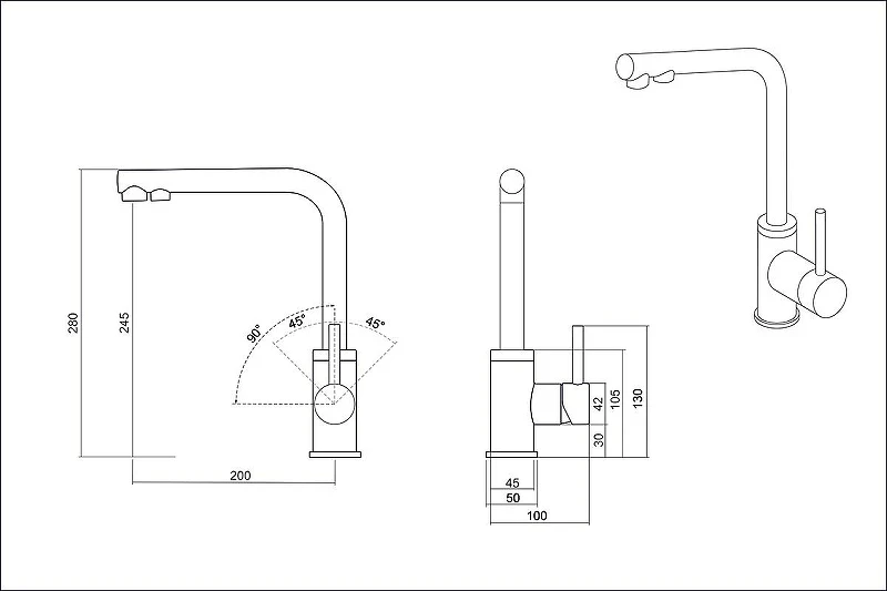 Смеситель для кухни Emar Steel ЕСВ 7015 цвет Black