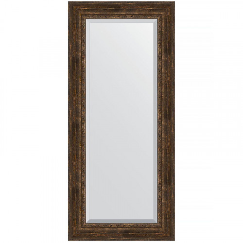 Зеркало Evoform Exclusive 162х72 BY 3586 с фацетом в багетной раме - Состаренное дерево с орнаментом 120 мм стекло