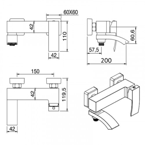 Смеситель для ванны Grocenberg GB8007WC Белый Хром