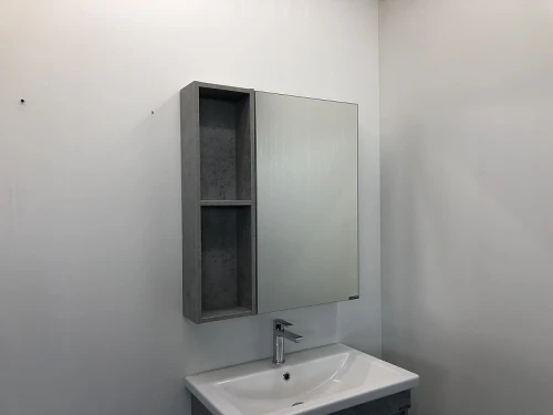 Зеркальный шкаф Comforty Осло 70 00-00006164 Бетон светлый МДФ / ЛДСП, стекло