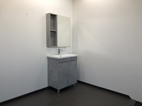 Зеркальный шкаф Comforty Осло 70 00-00006164 Бетон светлый МДФ / ЛДСП, стекло