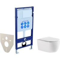 Комплект унитаза с инсталляцией Aquatek Set Aquatek Европа New cm с сиденьем Микролифт фарфор подвесной