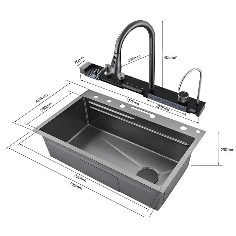Кухонная мойка Ceruttispa Gloria Pro nano 75 CT10578 Графит
