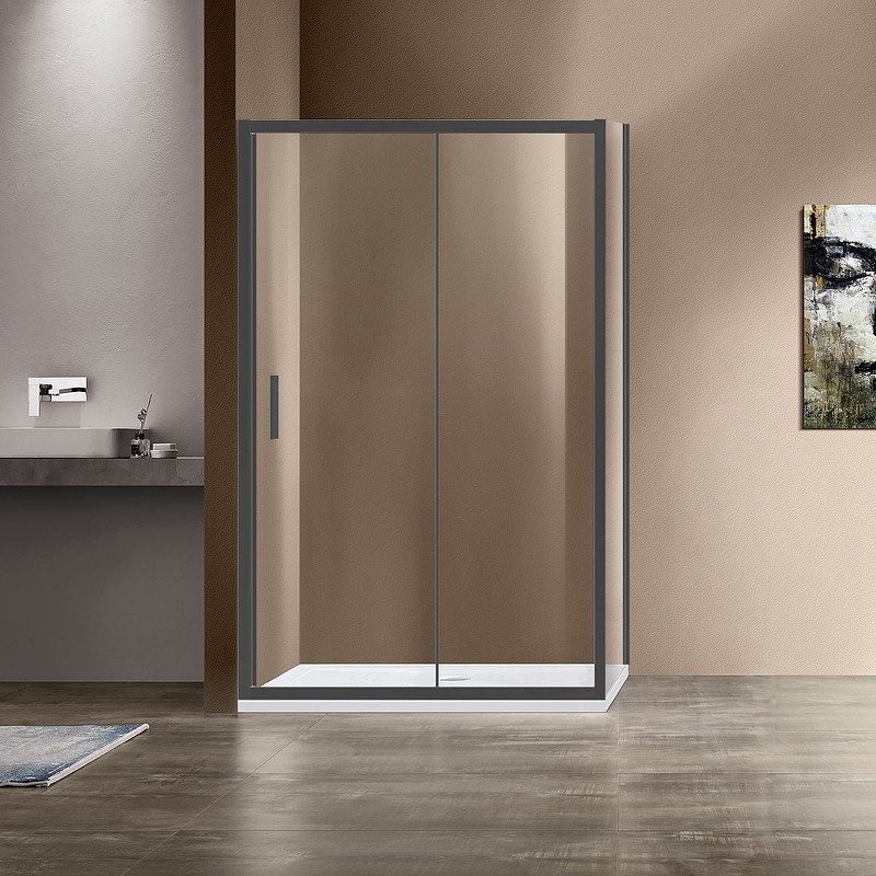 Душевой уголок Vincea Garda 150x80 VSR-1G8015CLGM профиль Вороненая сталь стекло прозрачное