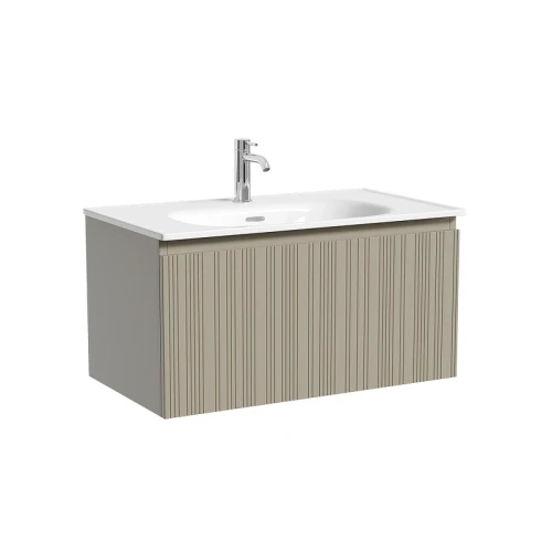 Тумба с раковиной Sancos Code 80 CD80GP+Ceramicanova Sabo 80 CN13002 подвесная цвет Серая платина