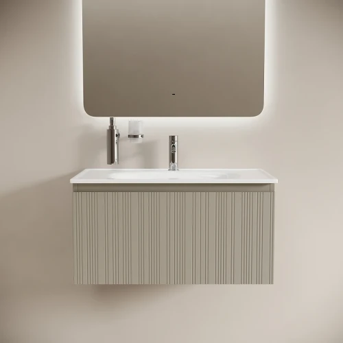 Тумба с раковиной Sancos Code 80 CD80GP+Ceramicanova Sabo 80 CN13002 подвесная цвет Серая платина