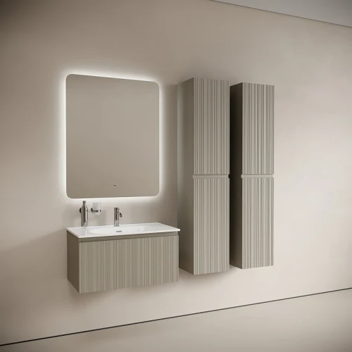 Тумба с раковиной Sancos Code 80 CD80GP+Ceramicanova Sabo 80 CN13002 подвесная цвет Серая платина