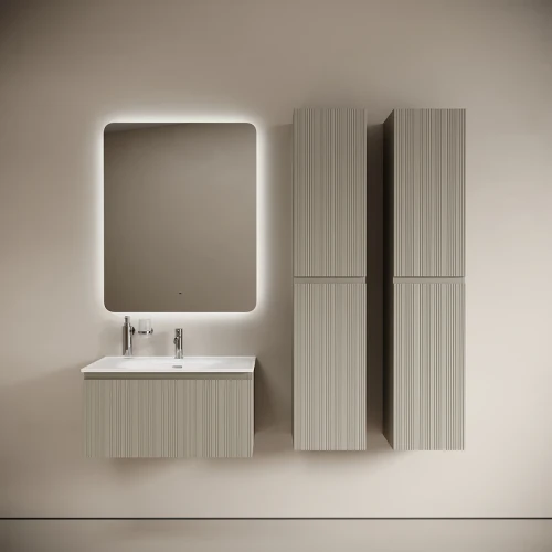 Тумба с раковиной Sancos Code 80 CD80GP+Ceramicanova Sabo 80 CN13002 подвесная цвет Серая платина