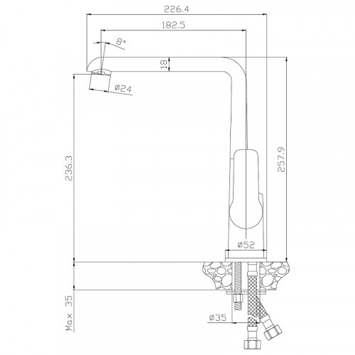 Смеситель для кухни Rossinka W35-23 Белый Хром латунь