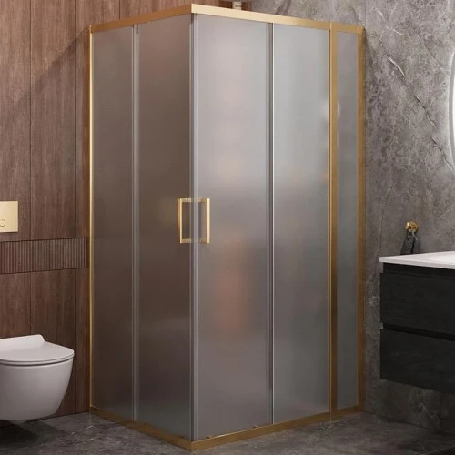 Душевой уголок Cezares Molveno 110x90 MOLVENO-AH-21-90+20-P-BORO Брашированное золото стекло прозрачное