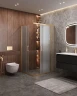 Душевой уголок Cezares Molveno 110x90 MOLVENO-AH-21-90+20-P-BORO Брашированное золото стекло прозрачное