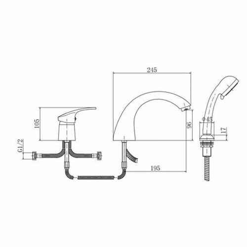 Смеситель на борт ванны Fashun A1121 цвет Хром
