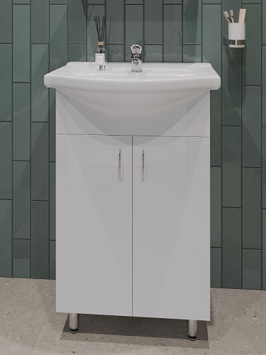 Тумба с раковиной Orange Лайт 60 LA-60TUW+RA Белый глянец МДФ / ЛДСП