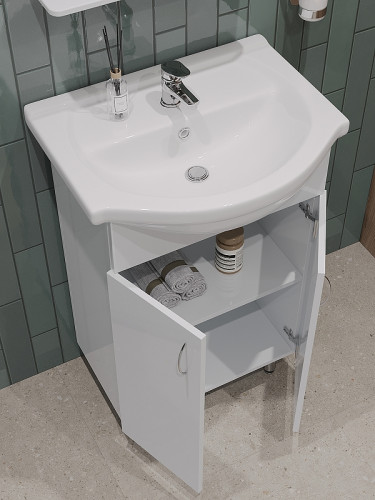 Тумба с раковиной Orange Лайт 60 LA-60TUW+RA Белый глянец МДФ / ЛДСП