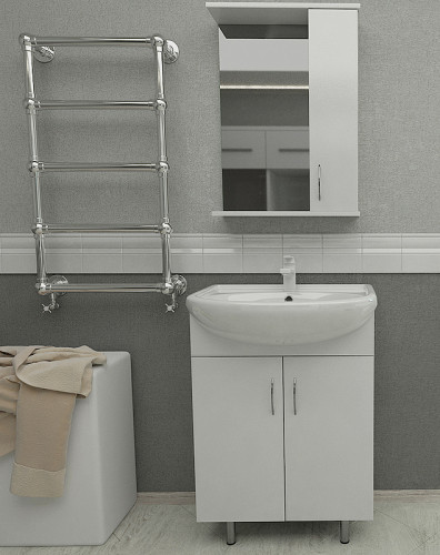 Тумба с раковиной Orange Лайт 60 LA-60TUW+RA Белый глянец МДФ / ЛДСП