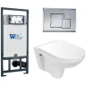 Комплект унитаза с инсталляцией WeltWasser MARBERG 507 + BAARBACH 004 GL-WT + MAR 507 SE 10000006951 цвет Белый глянцевый с сиденьем Микролифт и клавишей смыва цвет Хром