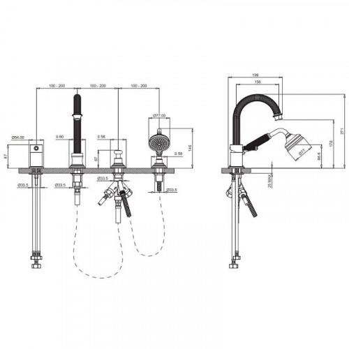 Смеситель на борт ванны Cezares Aphrodite APHRODITE-BVDM-01-Bi Хром латунь
