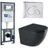 Комплект унитаза с инсталляцией WeltWasser MARBERG 410 + MERZBACH 041 XL MT-BL + MAR 410 RD 10000010953 цвет Черный матовый с сиденьем Микролифт и клавишей смыва цвет Хром