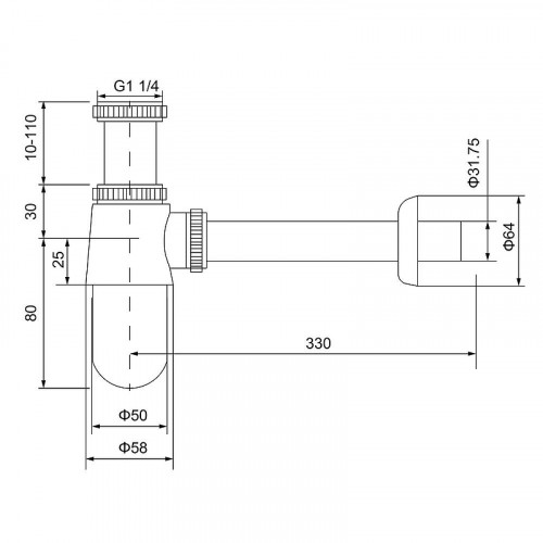 Сифон для раковины Timo 960/20L цвет Хром