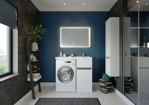 Шкаф пенал Aquaton Лондри 34 1A236203LH010 подвесной Белый глянец МДФ / ЛДСП